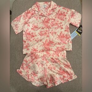 Art Class Floral Kids Pajama Set - Pink and Cream